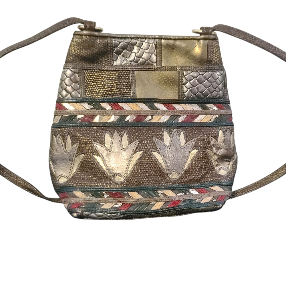 Patchwork Metallic Shoulder Bag